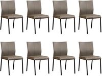 Set van 8 Grijze leren moderne eetkamerstoelen Basic - poot vierkant zwart - Toledo Leer Smog (grijs leer)