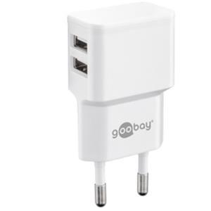 Goobay USB lader haaks dubbel 2,4A wit - 9550150