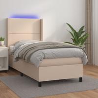 Boxspring met matras en LED kunstleer cappuccinokleur 90x200 cm