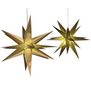 Verlichte 3D kerststerren - set 2x st - goud - 35 en 60 cm - kunststof