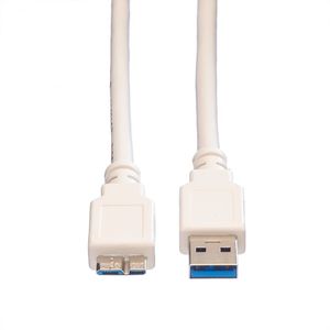 VALUE USB 3.2 Gen 1 kabel, type, A M - Micro B M, wit, 2 m