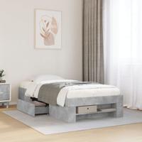 Bedframe bewerkt hout betongrijs 90x190 cm