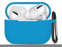 Hoesje geschikt voor Apple Airpods Pro - Softcase - Sleutelhanger - Cover - Extra dun - Siliconen - Lichtblauw