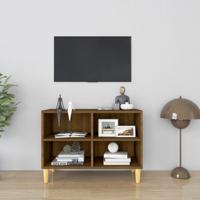 Tv-meubel met houten poten 69,5x30x50 cm bruin eikenkleur