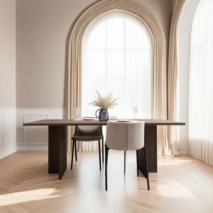 Eettafel Clay 200 x 100cm, kleur bruin notenhout