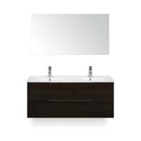 Seville Badmeubelset 120 cm - 2 laden Black Oak Edge - Wastafel Enjoy Dubbel - met Spiegel