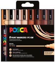 Uni Posca paintmarker PC-5M, 1,8 - 2,5 mm, ronde punt, portretkleuren, blister van 8 stuks