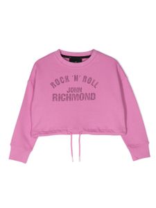 John Richmond Junior sweat crop à logo imprimé - Rose