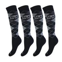 STAPP Horse Paardrijsokken Ruit 4-pack Nero-31/34