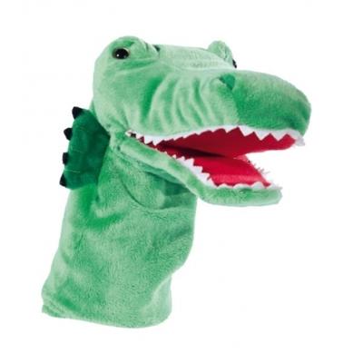 Heunec Handpop krokodil - groen - 33 cm - pluche -dieren poppenkastpop
