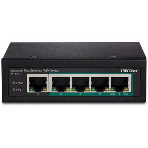 Trendnet TI-PE50 netwerk-switch Unmanaged Fast Ethernet (10/100) Power over Ethernet (PoE) Zwart