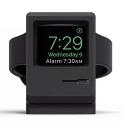 Retro stijl Silicagel Apple Watch laadstation Dock Stand houder (zwart)