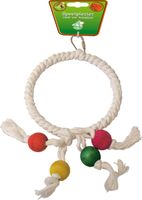Vogelspeelgoed katoen ring met houten klos 20 cm - Gebr. de Boon