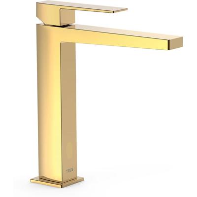 Wastafelkraan Tres Slim | Opbouw | Mengkraan | Hoog model | 1-hendel | Vierkant | 24k Goud glans