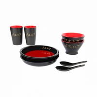 Sushi Servies 8 delig Luxe giftbox Zwart Rood Goud - thumbnail