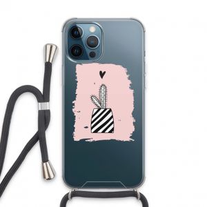 Zwart-wit cactus: iPhone 13 Pro Max Transparant Hoesje met koord