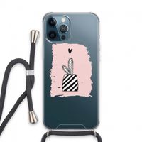 Zwart-wit cactus: iPhone 13 Pro Max Transparant Hoesje met koord