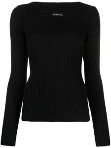 ANINE BING cut-out ribbed knitted top - Noir