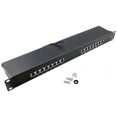 LogiLink NP0057 16 poorten Patchpaneel 483 mm (19) CAT 6 1 HE Zwart