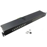 LogiLink NP0057 16 poorten Patchpaneel 483 mm (19) CAT 6 1 HE Zwart