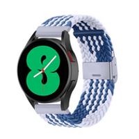 Braided nylon bandje - Blauw / wit - Samsung Galaxy Watch 3 - 41mm - thumbnail