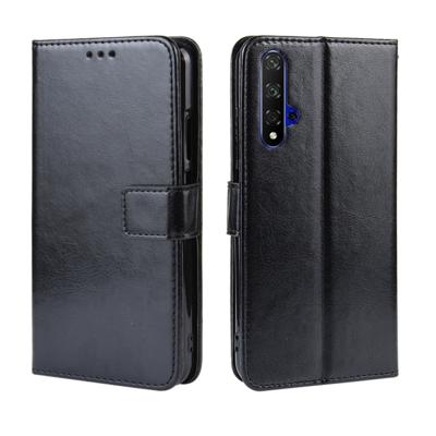 Retro Crazy Horse textuur horizontale Flip lederen case voor Huawei Honor 20 met houder & kaartsleuven & fotolijstjes (zwart)