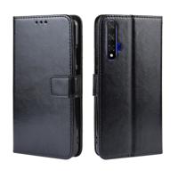 Retro Crazy Horse textuur horizontale Flip lederen case voor Huawei Honor 20 met houder & kaartsleuven & fotolijstjes (zwart)