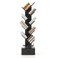Boekenkast met Lade 8 Verdiepingen Staand Rek in Boomvorm CD- en Dvd-Rek voor Woonkamer/Thuiskantoor 38 x 21,5 x 149,5 cm