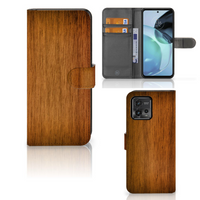 Motorola Moto G72 Book Style Case Donker Hout