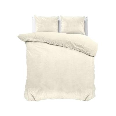 Dekbedovertrek Velvet Uni - Eenpersoons (140x220 cm) - Creme Polyether - Dessin: Effen - Sleeptime - Dekbed-Discounter.nl