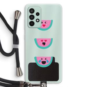 Smiley watermeloen: Samsung Galaxy A52s 5G Transparant Hoesje met koord