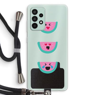 Smiley watermeloen: Samsung Galaxy A52s 5G Transparant Hoesje met koord