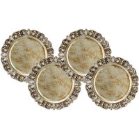 Set van 4x stuks kerstdiner onderborden rond champagne 36 cm