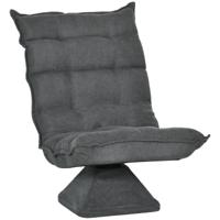 HOMCOM Loungestoel, fauteuil met verstelbare rugleuning, 360Â° draaibaar, velourlook, grijs - thumbnail