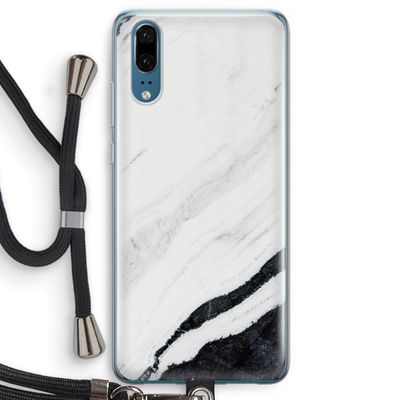 Elegante marmer: Huawei P20 Transparant Hoesje met koord