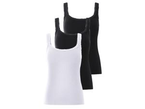 esmara 3 dames tops (Zwart/wit, L (44/46))