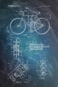 Bicycle Patent Drawing Poster 61x91.5cm