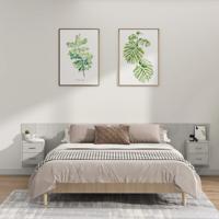 Hoofdbord met kastjes bewerkt hout betongrijs