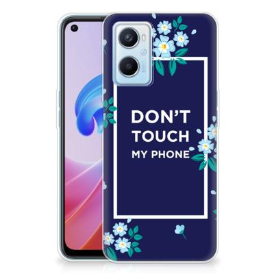 OPPO A96 | OPPO A76 Silicone-hoesje Flowers Blue DTMP OPPO A96 | OPPO A76 Silicone-hoesje Flowers Blue DTMP