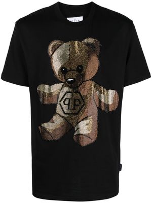 Philipp Plein t-shirt à motif ourson - Noir