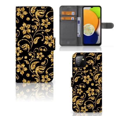 Samsung Galaxy A03 Hoesje Gouden Bloemen