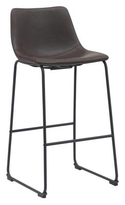 LABEL51 Barkruk 'Risto' Lederlook, kleur Donkerbruin (zithoogte 75cm)