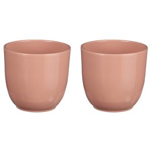 2x stuks plantenpot/bloempot Tusca - Lichtroze - keramiek - glans - D12/H11 cm