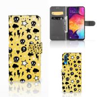 Telefoonhoesje met Naam Samsung Galaxy A50 Punk Geel | Portemonnee hoesje