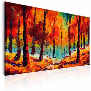 Handgeschilderd schilderij - Bos in de herfst