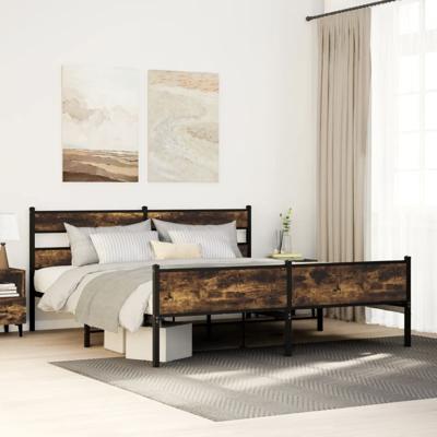 Bedframe zonder matras metaal gerookt eikenkleurig 183x213 cm