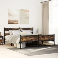 Bedframe zonder matras metaal gerookt eikenkleurig 183x213 cm