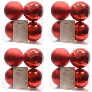 16x Kunststof kerstballen glanzend/mat kerst rood 10 cm kerstboom versiering/decoratie - Kerstbal