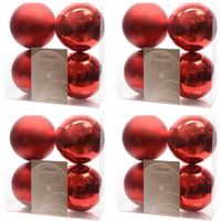 16x Kunststof kerstballen glanzend/mat kerst rood 10 cm kerstboom versiering/decoratie - Kerstbal