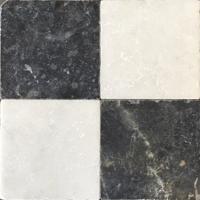 Dambord wit marmer en Turks hardsteen anticato 20x20x1 vloertegels / wandtegels | Geschikt voor vloerverwarming